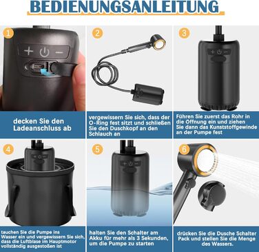 Портативна душова кабіна для кемпінгу з акумулятором 8000mAh, насосом та відром, комплект для відпочинку на природі, туризму, миття авто та тварин