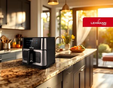 Фритюрниця повітряна LEHMANN XXL з 2 камерами (10л), 13 програм, touch display, антипригарне покриття