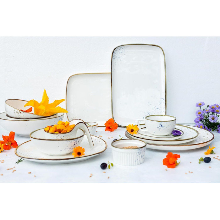 Набір кавових чашок MÄSER Serie Pintar, 8 предметів, блакитний, порцеляна, вінтажний стиль