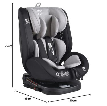 Дитяче автокрісло Moni Serengeti 0-36 кг Група 0/1/2/3 Isofix з поворотним нахилом на 165, кольорисірий