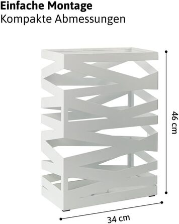 Підставка для парасоль підставка 'Maxi' з металу з піддоном для збору води та гачками - Економія місця 34x14x46 см - Елегантний чорний колір - Ідеальна для декорування входу та коридору