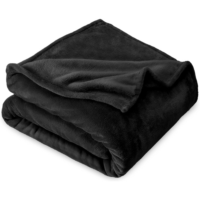 Пухнаста ковдра Fleece Blanket - Плед Теплий Зимовий М'який, Диванний плед XL, Ковдра на дивані (Палісандр) (150 х 200 см, 02 - Чорний)