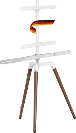 Підставка для телевізора Schwaiger 658200 - дерев'яна, для телевізорів до 65 дюймів, 35 кг, з кріпленням для саундбару, білий/бук, преміум-якість