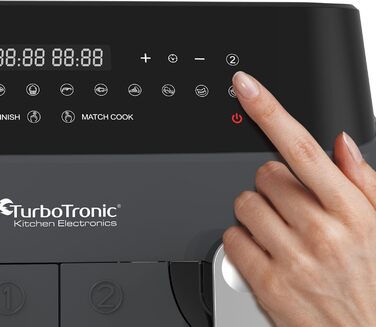 Подвійна фритюрниця TurboTronic XXL, цифрова фритюрниця, 9 л (2 шт. 4.5 л з подвійною камерою), 12 програм, мультипіч, фритюрниця без жиру (сіра)