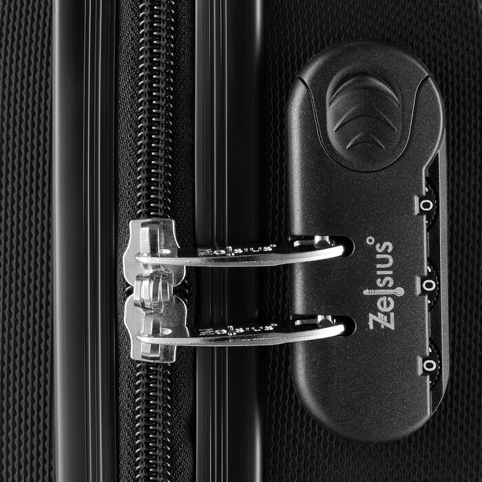 Набір валіз Zelsius 4 шт., чорний | ABS валізи з кодовим замком, 4 колеса та внутрішній роздільник | Набір валіз 4 шт., тріумф, велика валіза, набір багажу, ручна валіза чорна 4 шт.