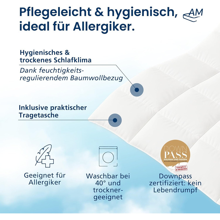 Пухова ковдра DormiGood Daunendecke 35x200, німецька якість, 100% пух, дихаюча, сертифікат Oeko-Tex, розмір 35x200 см