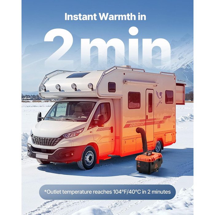 Дизельний обігрівач VEVOR 8 кВт, 12/24 В, портативний, з пультом ДУ та LCD, для вантажівок/кемперів, оранжевий
