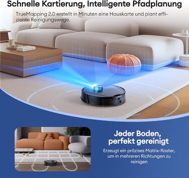 Робот-пилосос Ultenic T20 Pro з функцією миття, 8000 Па, док-станція 3,5 л, для шерсті тварин та килимових покриттів, AI-лазерне уникнення перешкод, керування через додаток