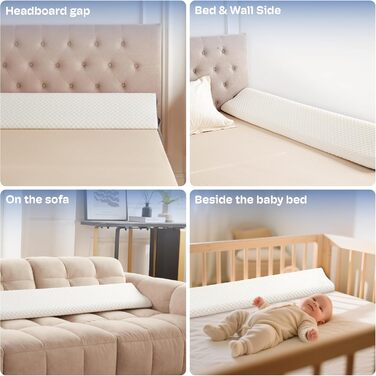 Набір з 4 подушок-валиків ортопедичних для ліжка з піною з пам'яті, для спини, регульовані, після операції, повного розміру