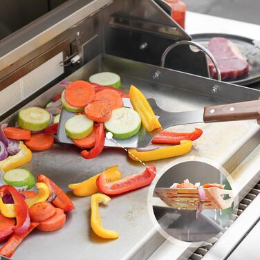 Набір гриль-посуду Onlyfire 4 шт. з нержавіючої сталі та акації (щипці, лопатка, виделка, щітка)