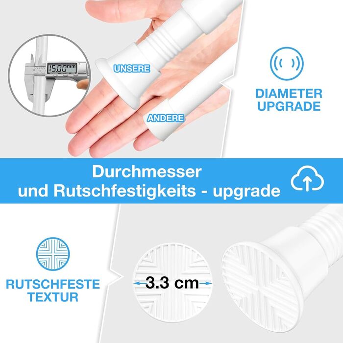 Штанга для карниза без свердління 76-200 см, телескопічна, для душу, одягу, вікна, кухні, шафи (біла)