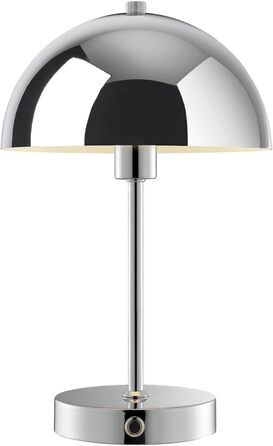 LED настільна лампа Mokebo® 'Leuchtturm' бездротова, акумуляторна, диммер, USB-C, вінтажний квітковий горщик, гриб, нічник, тауп, метал, тепле біле світло (сріблястий)