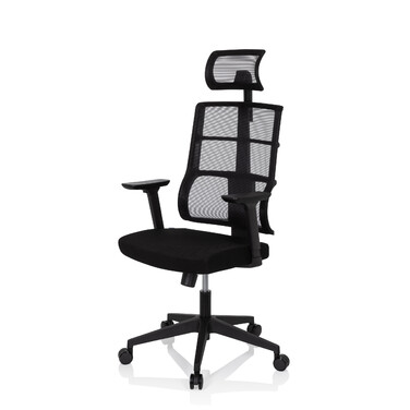 Офісне крісло / Крісло на коліщатках SPINIO PRO з сітчастою/тканинною оббивкою, чорного кольору, hjh OFFICE