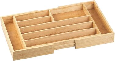 Лоток для столових приборів R&S бамбуковий, змінний, 6-8 відділень, висувний 37-45,5 см