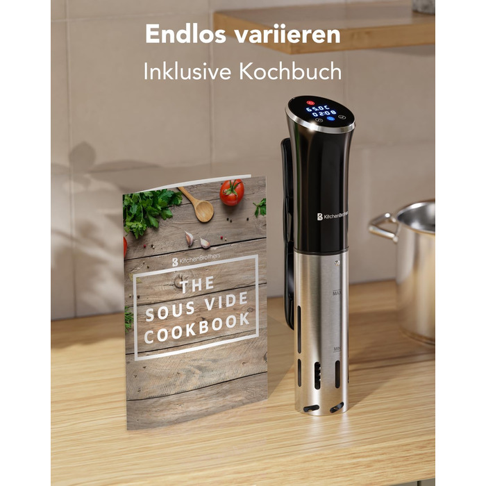 Набір для приготування су-від KitchenBrothers: су-від паличка, таймер, 1200W, чорний (без аксесуарів)
