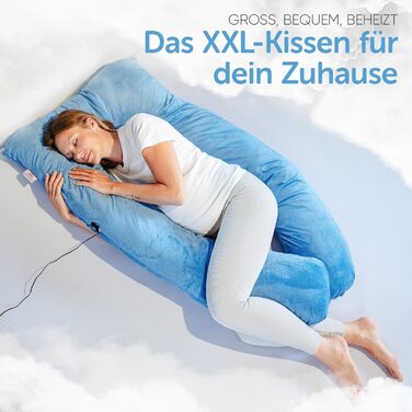 Лотос Подушка для тих, хто спить на боці [З підігрівом] XXL Комфортна подушка для вагітних та годуючих | Хмарно-блакитний