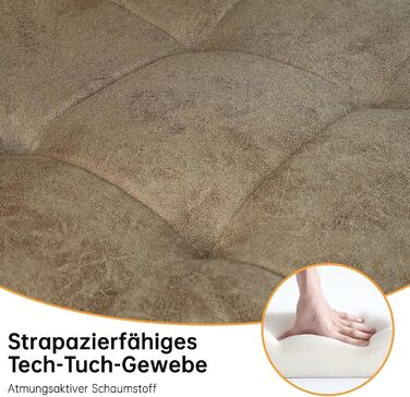 LEWE Комплект обідніх стільців для кухні та їдальні, сучасний дизайн, металеві ніжки, м'яке сидіння з технічної тканини (6 шт., жовто-коричневий)