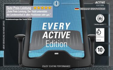 Офісне крісло Interstuhl Every Active Edition – регульована поперекова підтримка, комфортне та активне сидіння (Зелений | Чорний) (Світло-блакитний | Блакитний)