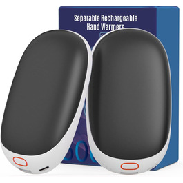 Jonwall Електричний нагрівач рук 2 шт. 5000mAh, перезарядна батарея, магнітний, портативний, USB Powerbank, подарунок для жінок та чоловіків, чорний