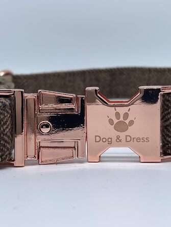 Нашийник для собак Dog & Dress Argos, коричневий, рожеве золото, нейлон, застібка-кнопка, макс. 50 символів