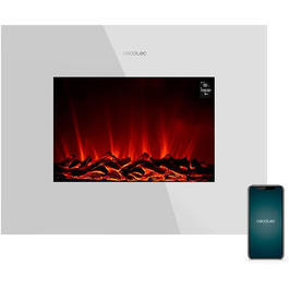 Електричний камін Cecotec ReadyWarm 2690 Flames Connected Wi-Fi, 2000 Вт, білий, декоративний, для обігріву до 25 м², дистанційне керування, загартоване скло