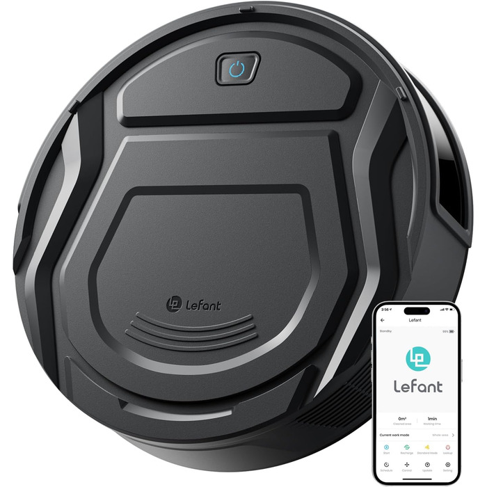 Робот-пилосос LEFANT M210 Pro+ Black: потужність 4000Pa, Wi-Fi, керування через додаток/Alexa, оминання перешкод 190°, тихий, для твердих підлог та килимів, збір шерсті тварин