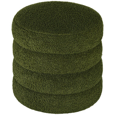 Пуф HOMCOM, круглий, з м'якою оббивкою Teddy Fleece, до 120 кг, діаметр 40x45 см, зелений