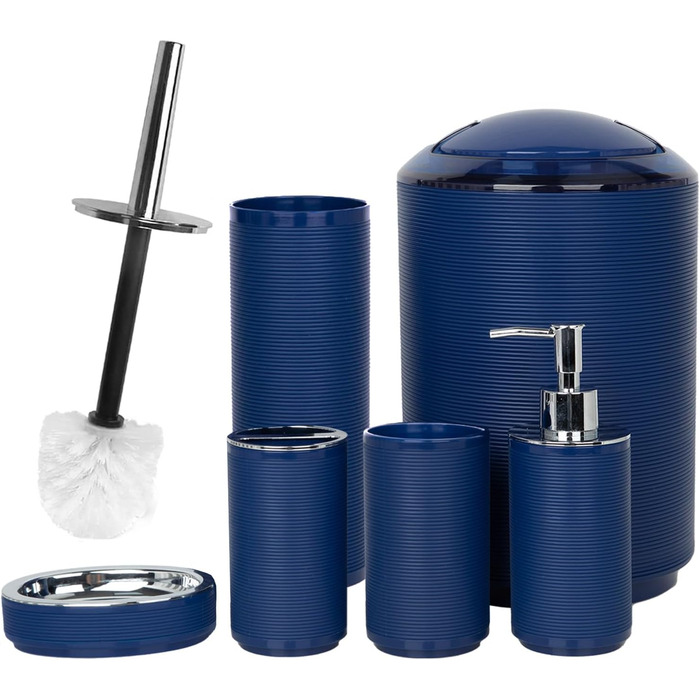 CERBIOR Набір аксесуарів для ванної кімнати, 6 шт. (мильниця, тримач для зубних щіток, стакан для щіток, мильниця) блакитний, подарунковий