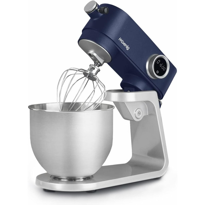 Кухонний комбайн H.Koenig KM124: професійний, багатофункціональний, 5 л, нержавіюча сталь, 800 Вт, 8 швидкостей (блакитний)