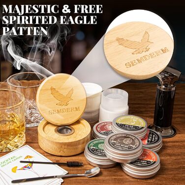 Набір для копчення віскі, ретро-дизайн, з ліхтариком, 6 смакових стружок, 2 склянки, 2 форми для льоду, коктейльний набір для копчення, подарунок для чоловіків, батька, набір для копчення бурбону