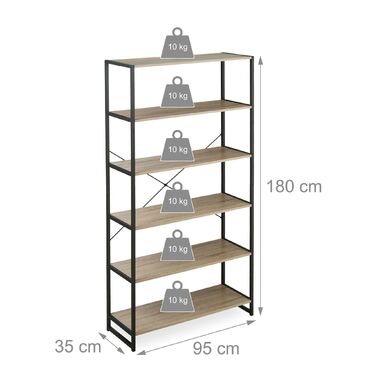 Стелаж Relaxdays з 6 секціями в індустріальному стилі