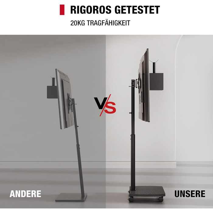 Підставка для телевізора мобільна з дерев'яною основою, поворотна, для TV 19-42 дюйми, чорна, до 20 кг, VESA 200x200 мм