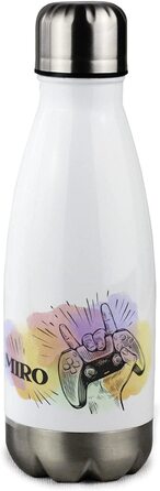 Ізольована пляшка для пиття для дітей, термос з нержавіючої сталі для школи, спорту, персоналізована подарункова пляшка для води (геймер, 350 мл)