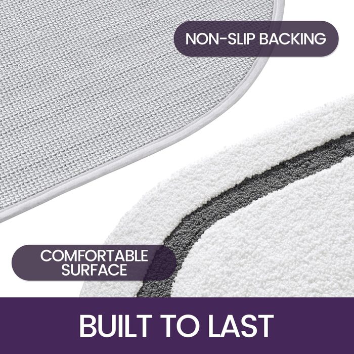 Килимок для ванної кімнати DEXI: неслизький, м'який, машинне прання, 61 x 92 см, сірий