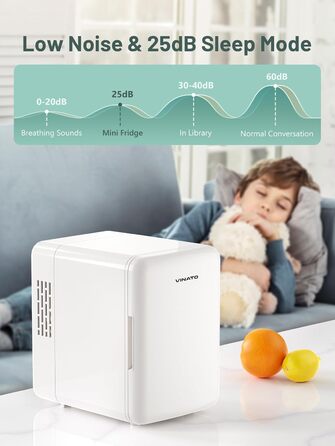 Міні-холодильник VINATO для косметики та напоїв, 4 л, 220V/12V, білий (без дзеркала)