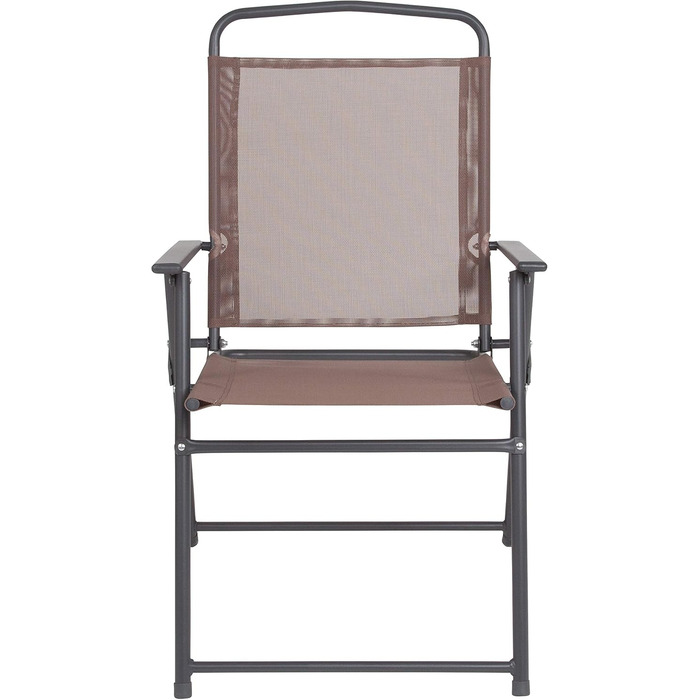 Садовий набір меблів Flash Furniture Nantucket 6 предметів коричневий з столом, парасолькою та 4 складними стільцями сірого кольору