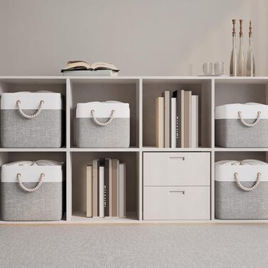 OUTBROS Коробки для зберігання (3 шт.) 33x23x20 см, тканинні, з шнурком та ручкою, складні, сірий/білий