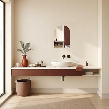 Дзеркало для ванної кімнати Arch Design Mood® Premium з золотою рамою, настінне, арочної форми, сучасне та стильне (50x40 см)