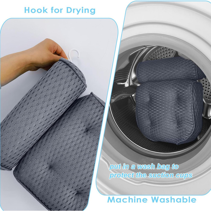 Подушка для ванни AEROiVi Luxuriös: комфортна підтримка голови та шиї, сітчаста тканина, сірий колір