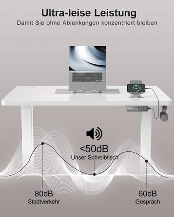 Дитячий електричний стіл Airfish, 80x60 см, регулювання висоти, пам'ять, для дому/офісу, білий