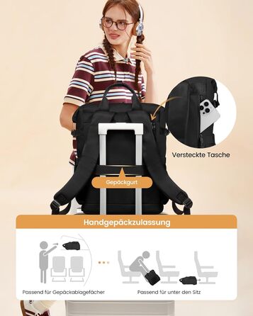 LOVEVOOK Рюкзак для жінок з відділенням для ноутбука 15.6 дюймів, шкільний, для подорожей, університету, бізнесу (17,3 дюйми, чорний)