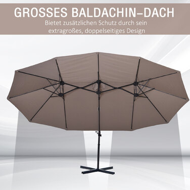 Outsunny Double Parasol Centilever Parasol Double Parasol з регульованим садовим парасолькою Sunshade Metal Brown 440 x 270 x 250 см