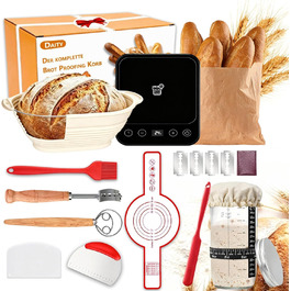 Набір для закваски Daity: 12 предметів для випікання хліба, термоконтейнер, гнітниця для бродіння овальної форми 28 см, силікон, для початківців та професіоналів
