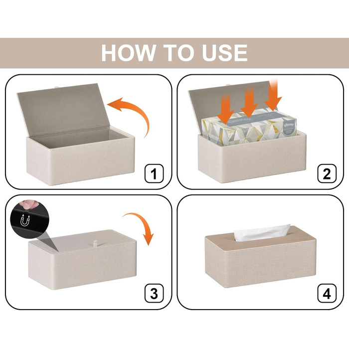 Скляниця для косметики, 25x13.5x9.5 см, PU-шкіра, сучасний дизайн, прямокутна форма, для ванної, спальні, кухні, офісу, бежевий колір