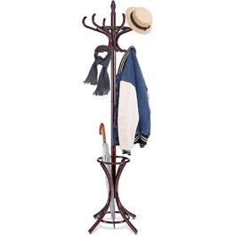 Стойка для одягу Giantex з підставкою для парасольки, дерев'яна, 12 гачків, для передпокою/вітальні (колір: коричневий)