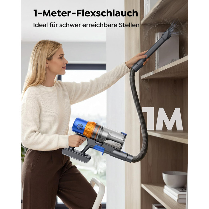 Акумуляторний пилосос SunSare бездротовий 600W 50000Pa 65хв з насадкою 1м, аромафункцією, гнучким шлангом, тримачем для зарядки, автоматичним режимом для підлоги, килимів, шерсті тварин