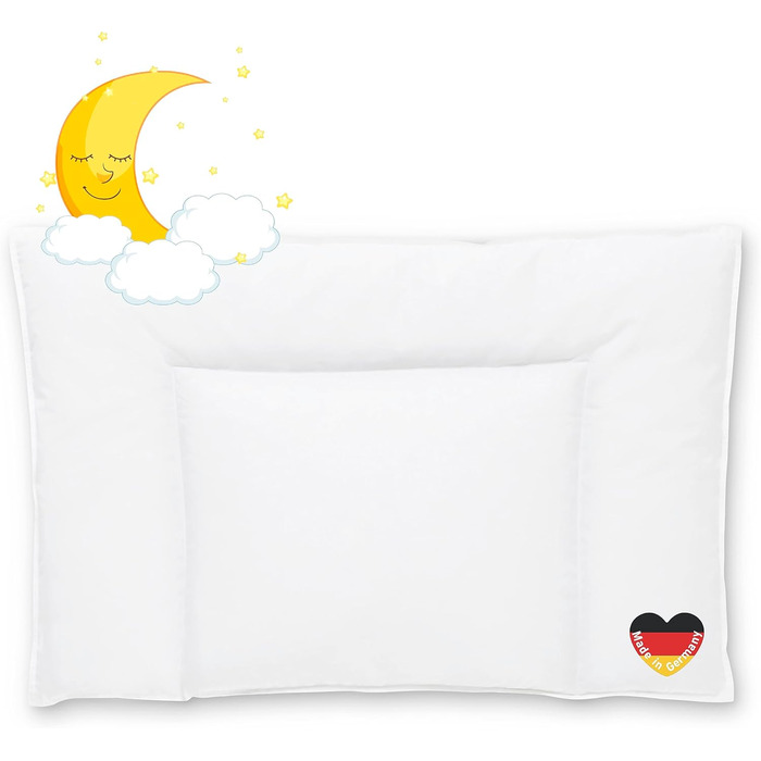 Дитяча подушка Koru Kids® 40x60 см – 100% бавовна, Oeko-Tex, Made in Germany, наповнювач 100г пуху