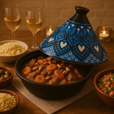 Тажин WEB2O з нержавіючої сталі, класичний дизайн, блакитний колір, для індукційних та склокерамічних плит, 30.20 x 30.2 x 23 см