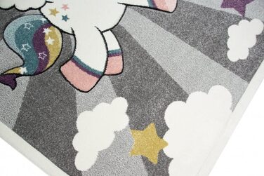 Дитячий килимок ігровий килимок дитячий килимок з веселкою єдинорога сіро-кремового кольору (160 см в діаметрі)