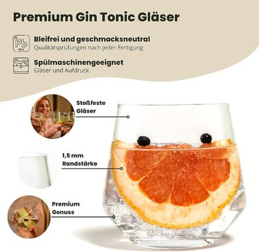Набір келихів для джину та тоніку 4 шт, 400 мл, в подарунковій коробці з рецептами коктейлів, для великого льоду. Подарунок для чоловіків та жінок
